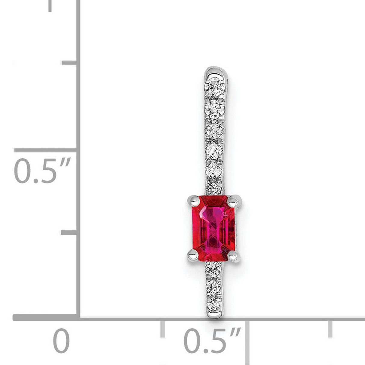 Diamond and .24 Ruby Fancy Chain Slide Charm Pendant in Real 14k White Gold