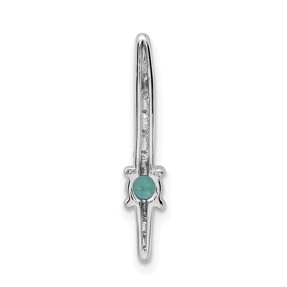 14k White Gold Cross Pendant with Round Emerald and Diamond Accents, Christian Jewelry for Women