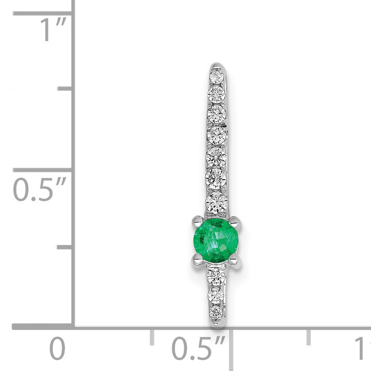 14k White Gold Cross Pendant with Round Emerald and Diamond Accents, Christian Jewelry for Women