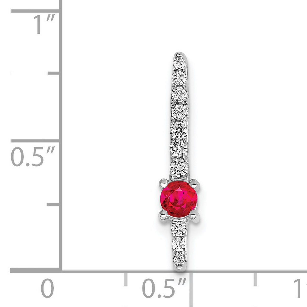 14k White Gold Cross Pendant with Ruby Center and Diamond Accents, Christian Jewelry for Women