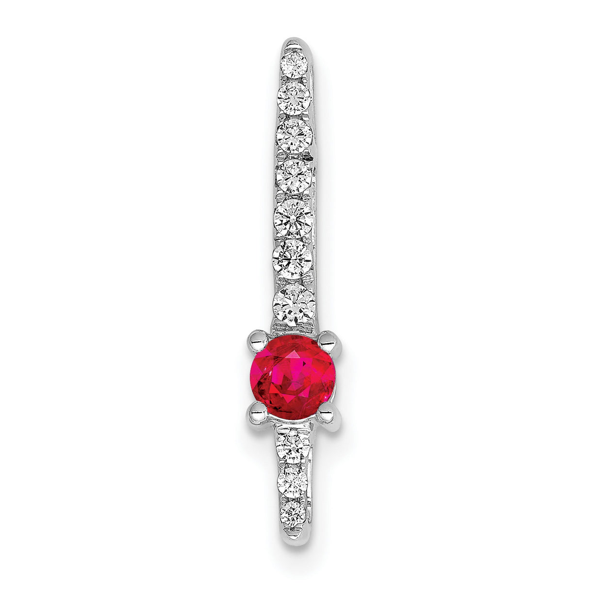 14k White Gold Cross Pendant with Ruby Center and Diamond Accents, Christian Jewelry for Women