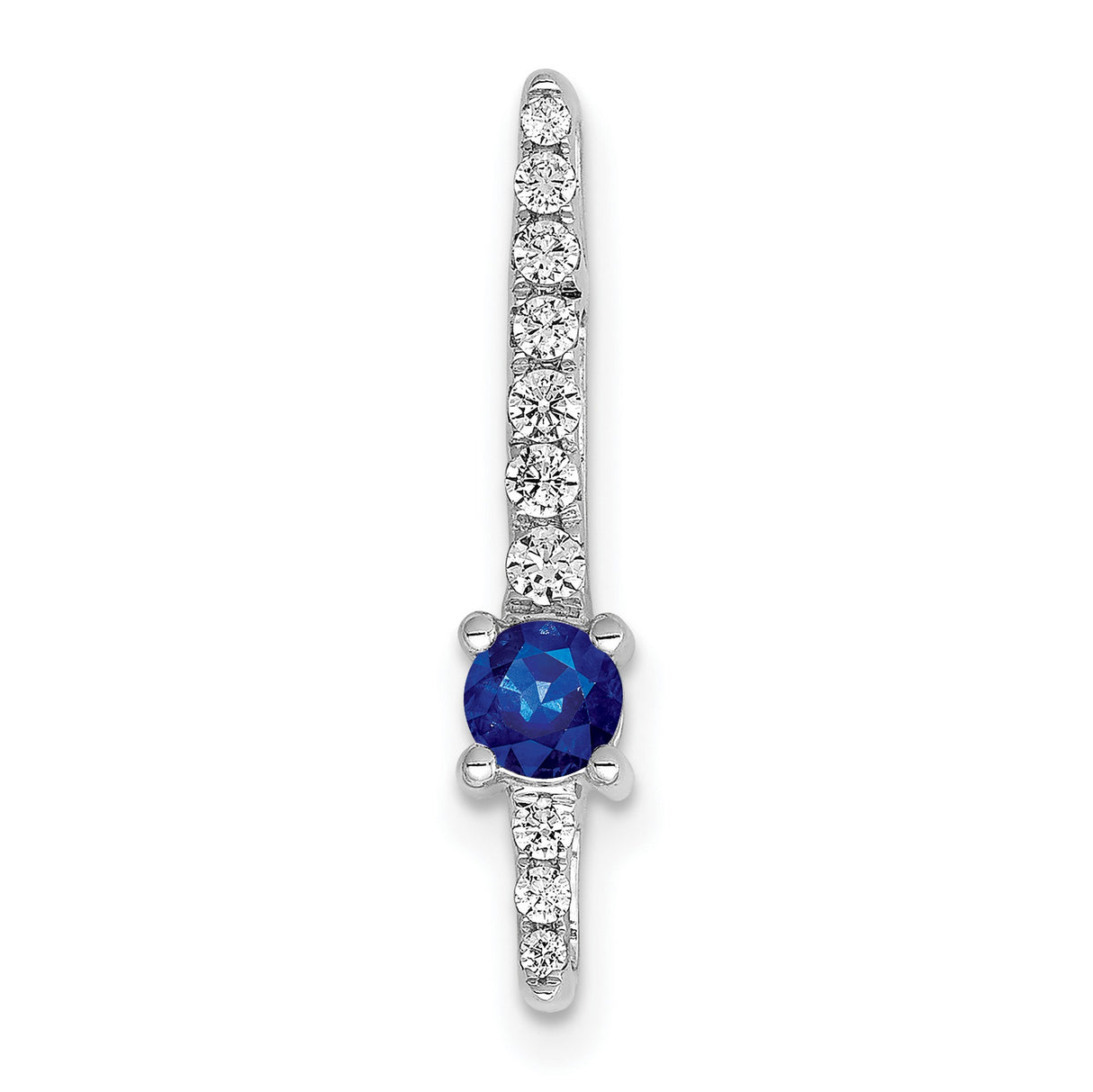 14k White Gold Cross Pendant with Blue Sapphire and Diamond Accents, Christian Jewelry