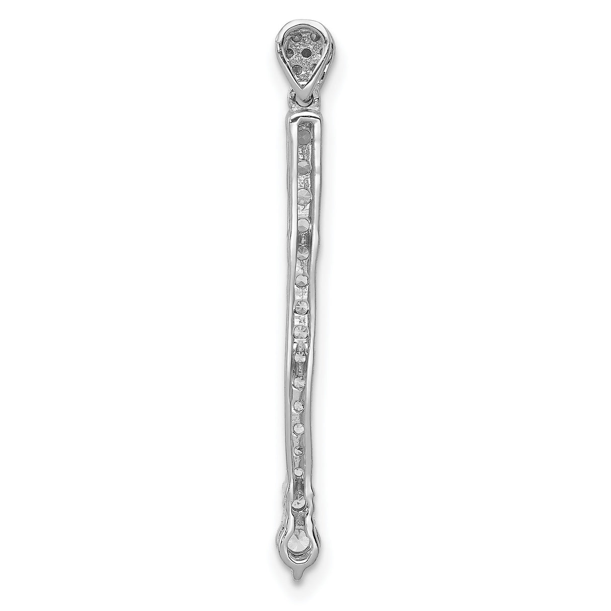 14k White Gold Diamond Drop Earrings with Vertical Line Design for Women