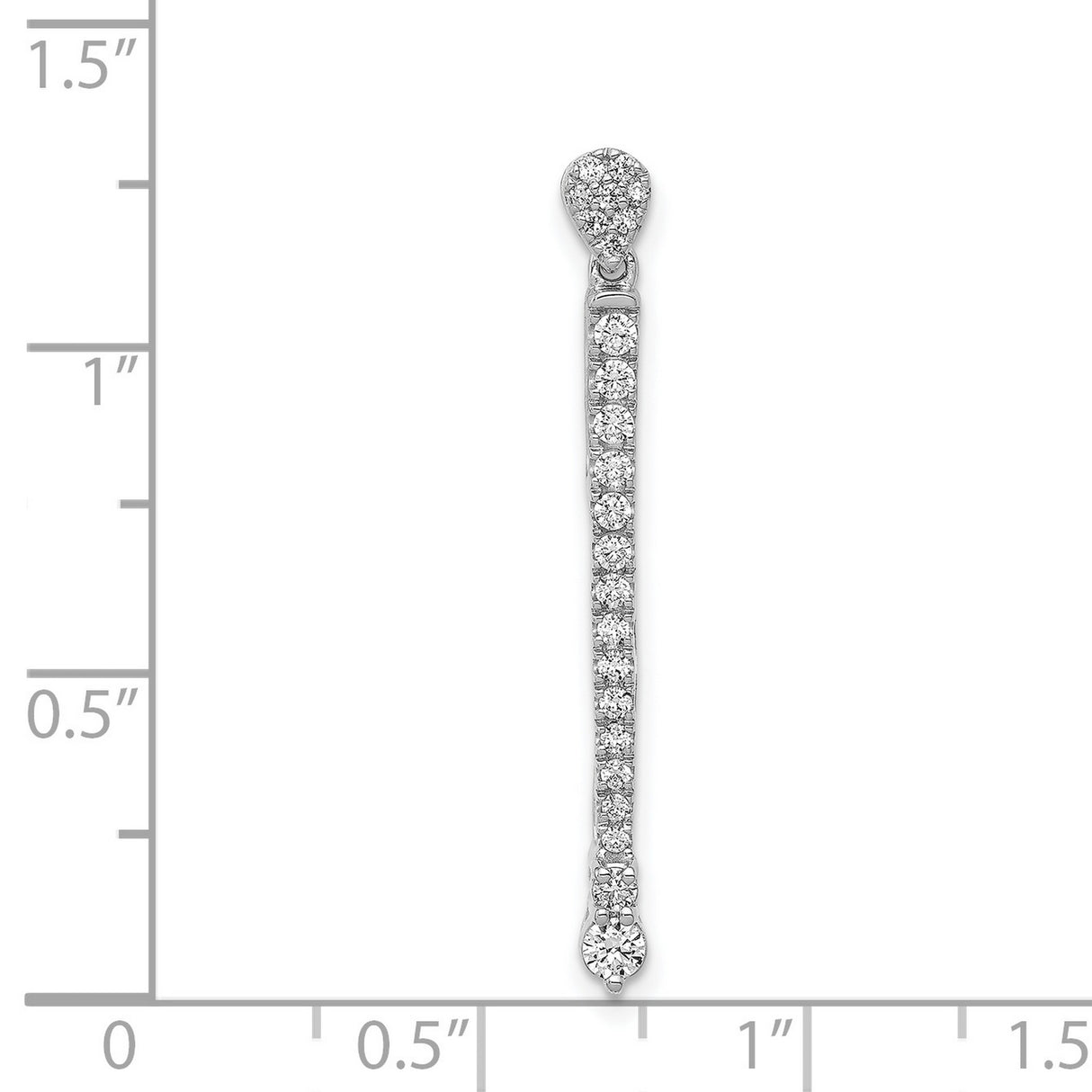 14k White Gold Diamond Drop Earrings with Vertical Line Design for Women