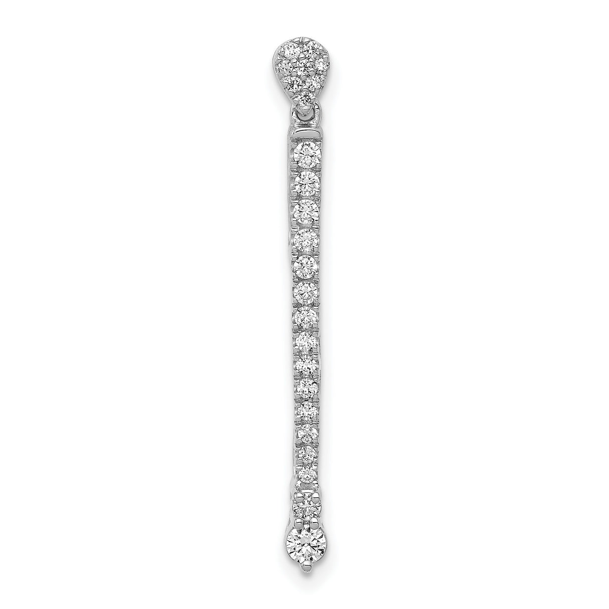 14k White Gold Diamond Drop Earrings with Vertical Line Design for Women