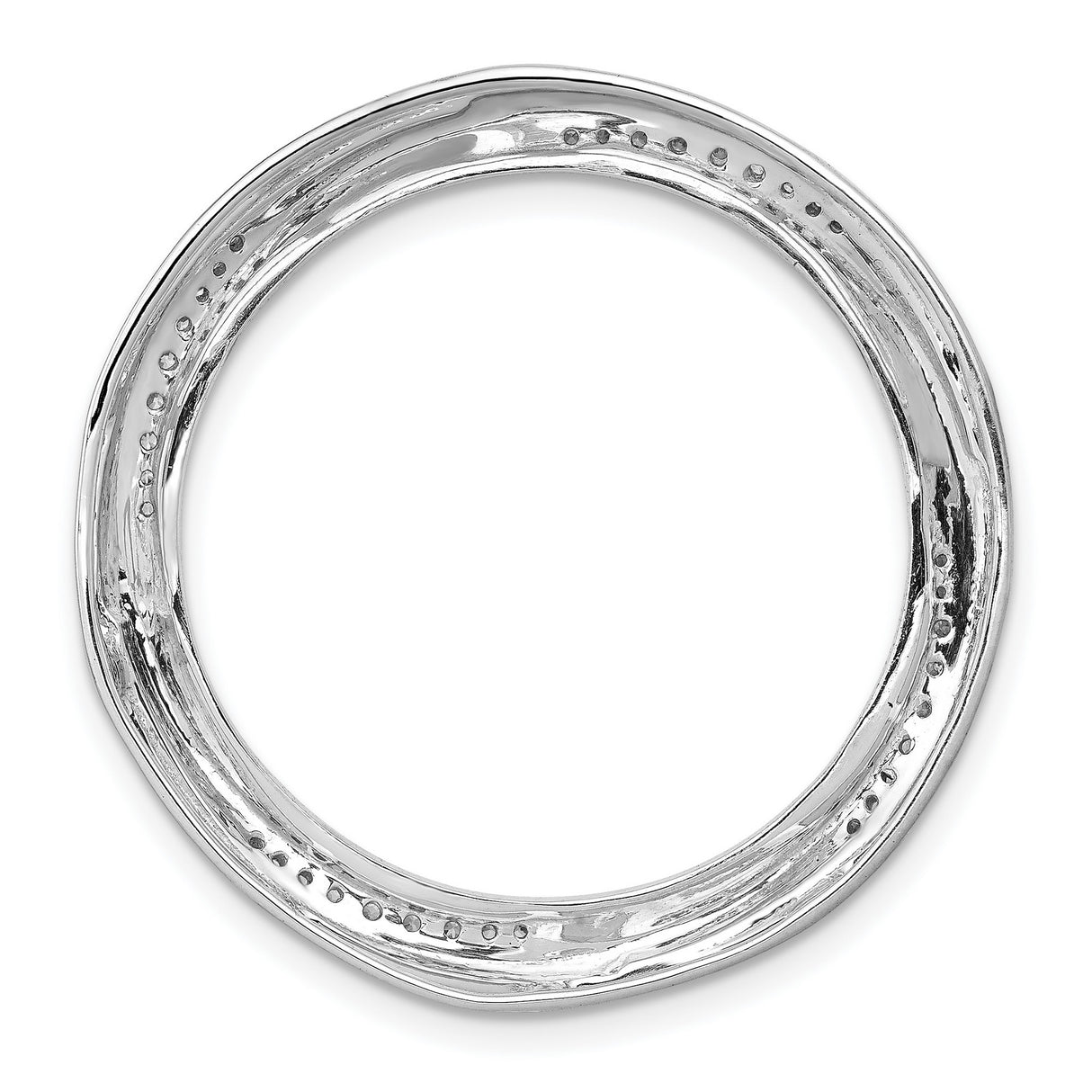 14k White Gold Eternity Circle Pendant with Pavé Diamonds, Twisted Infinity Loop Design