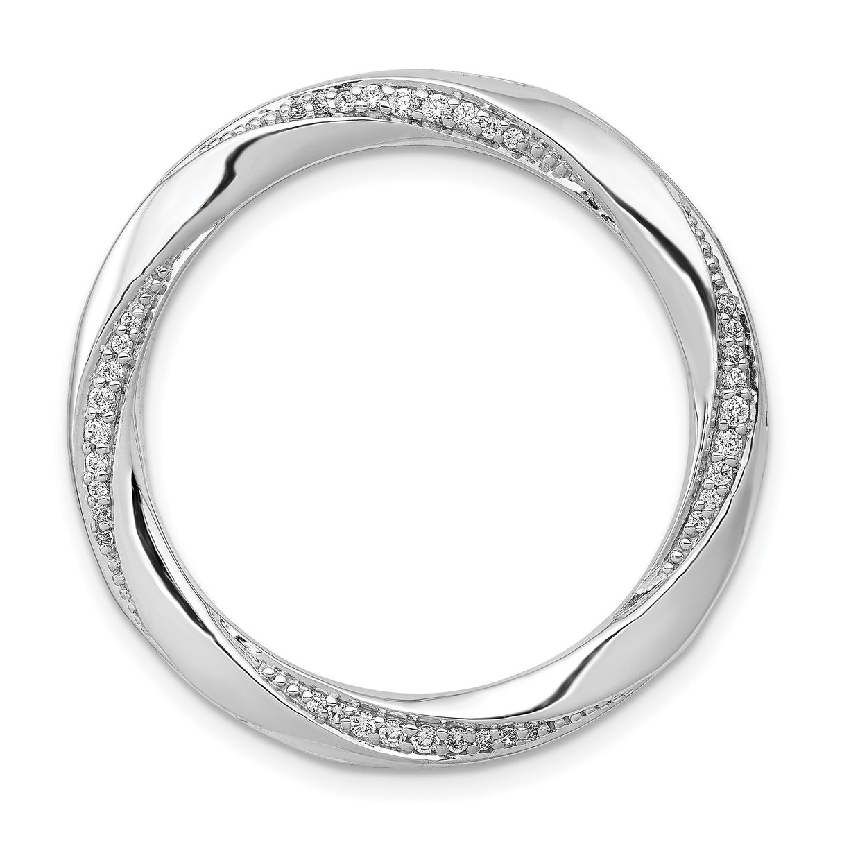 14k White Gold Eternity Circle Pendant with Pavé Diamonds, Twisted Infinity Loop Design
