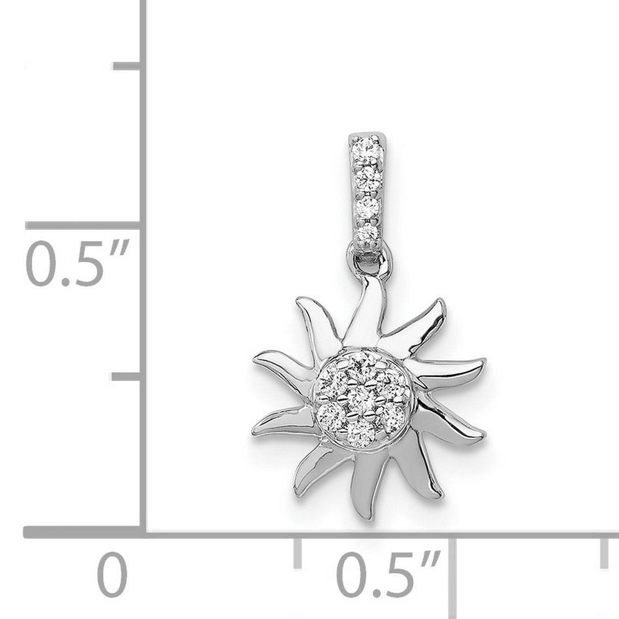 14k White Gold Sunburst Pendant with Diamond Accents, Spiritual Vitality Design for Women
