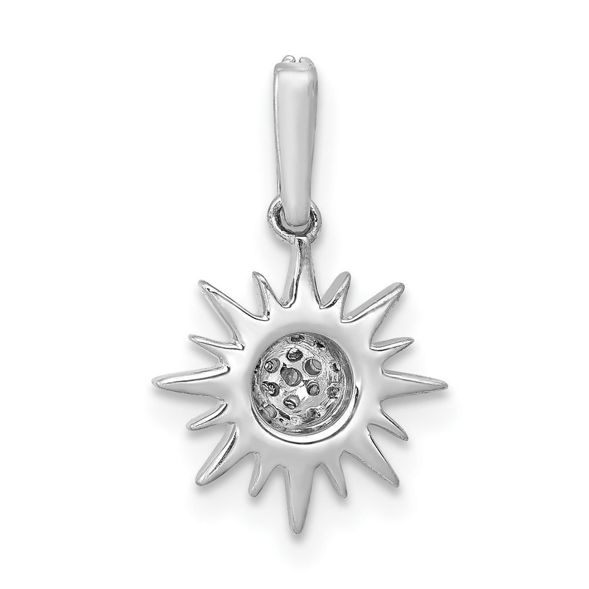 14k White Gold Sunburst Pendant with Diamond Star Design, Celestial Jewelry for Women