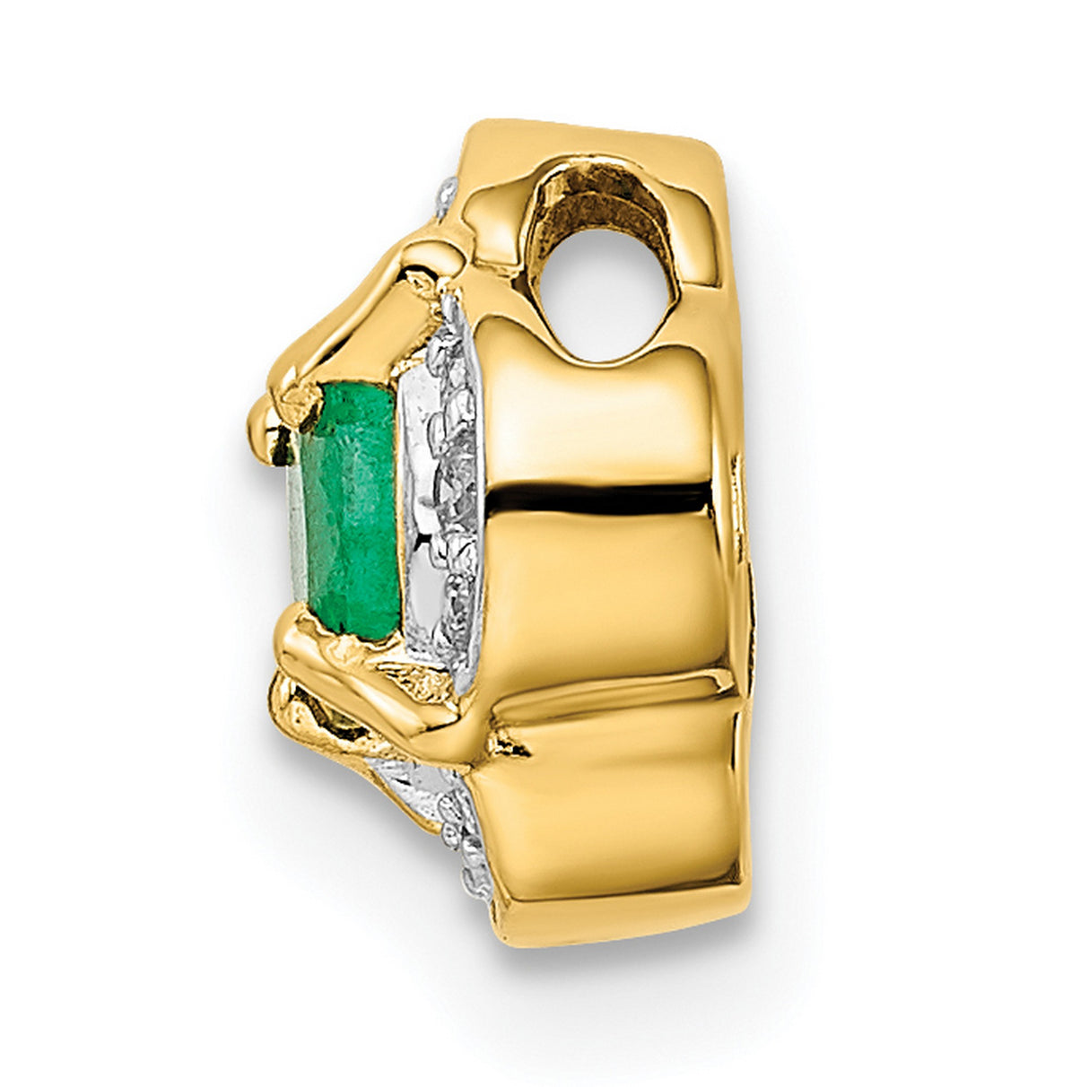 Diamond and .25 Emerald Fancy Chain Slide Charm Pendant in Real 14k Yellow Gold