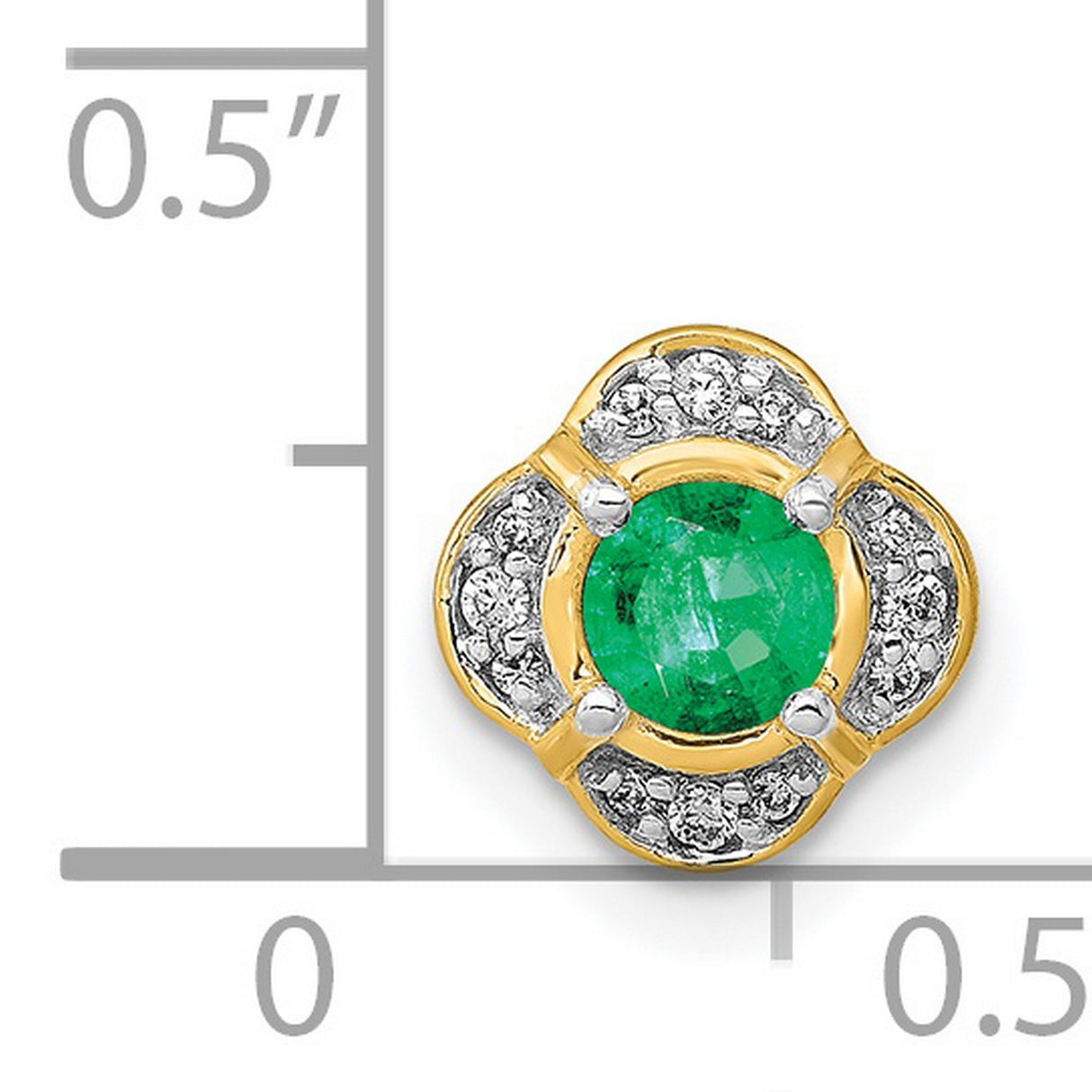 Diamond and .25 Emerald Fancy Chain Slide Charm Pendant in Real 14k Yellow Gold