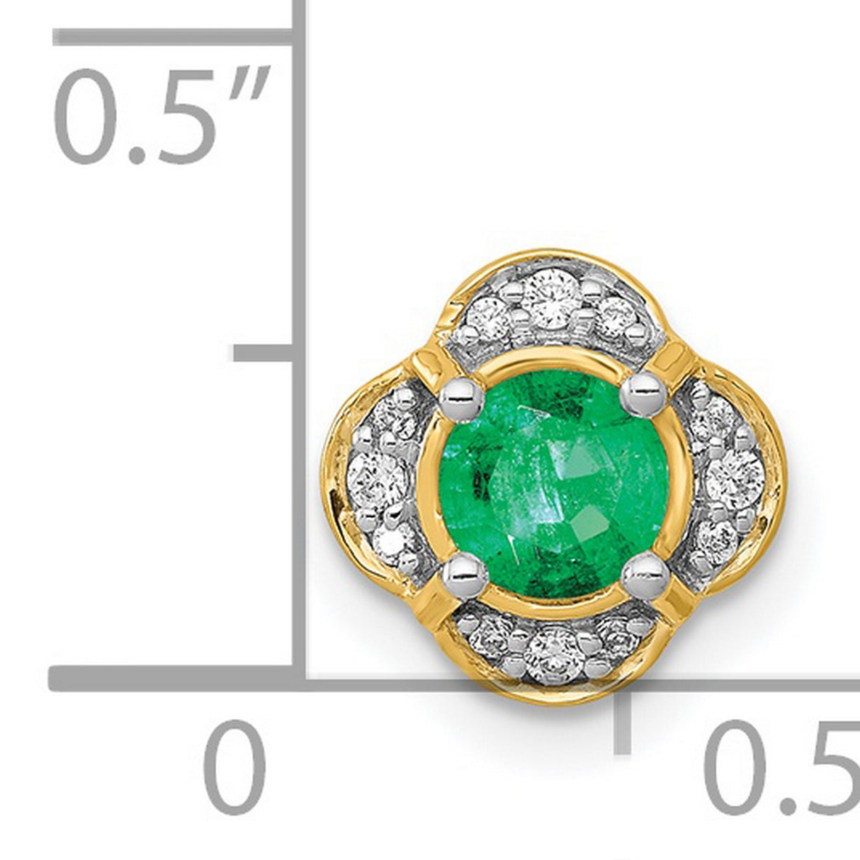 Diamond and .33 Emerald Fancy Chain Slide Charm Pendant in Real 14k Yellow Gold