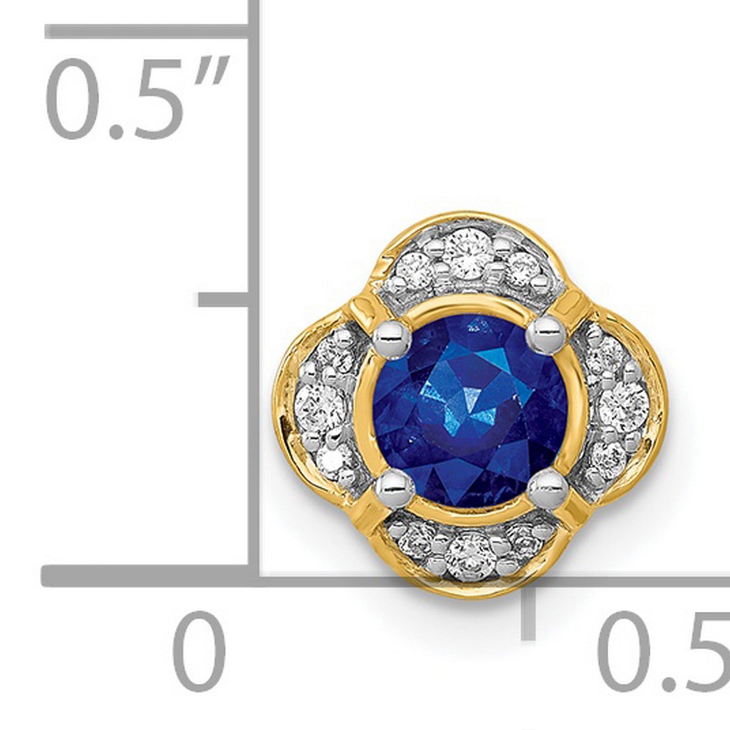 1/15ct Diamond and .33 Sapphire Fancy Chain Slide Charm Pendant in Real 14k Yellow Gold