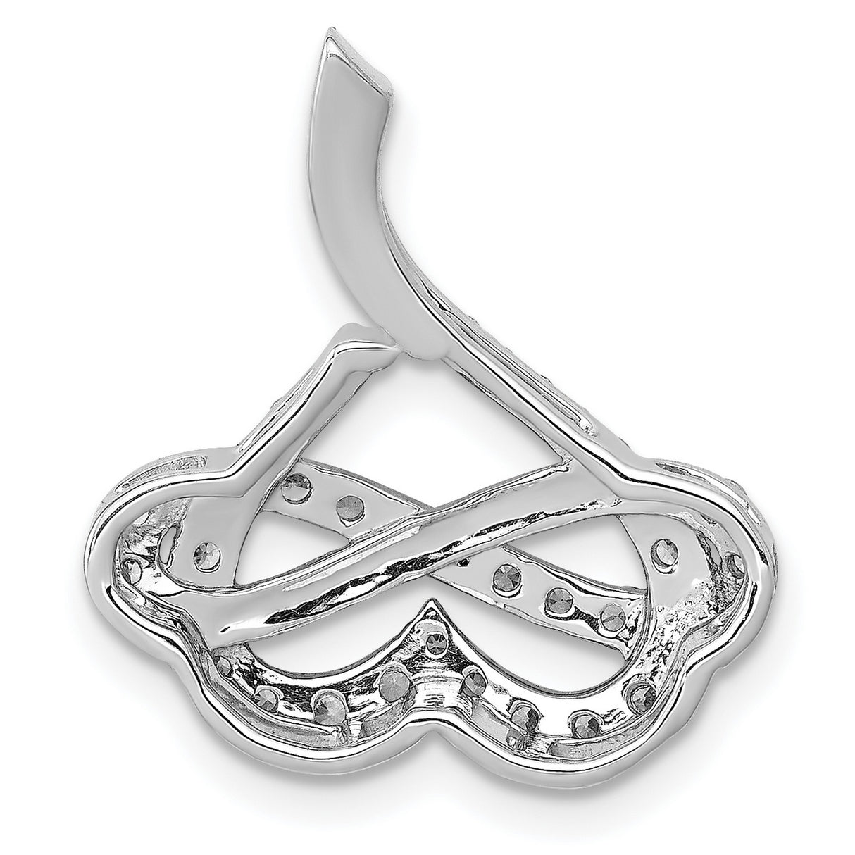 14k White Gold Heart Brooch with Diamond Accents, Infinity Knot Design for Women