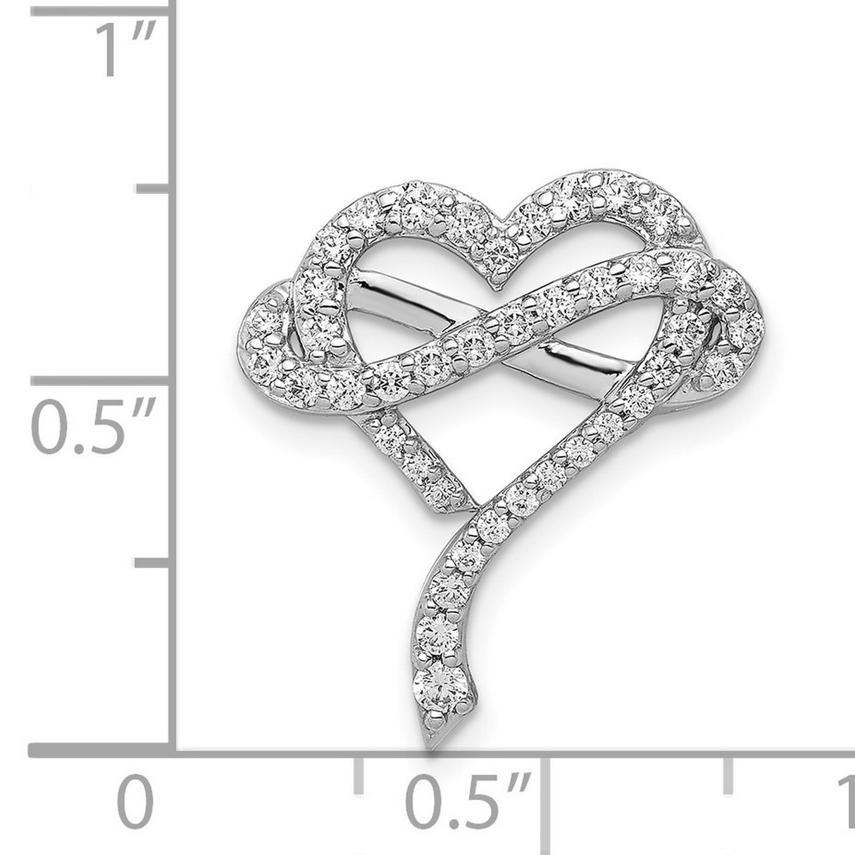 14k White Gold Heart Brooch with Diamond Accents, Infinity Knot Design for Women