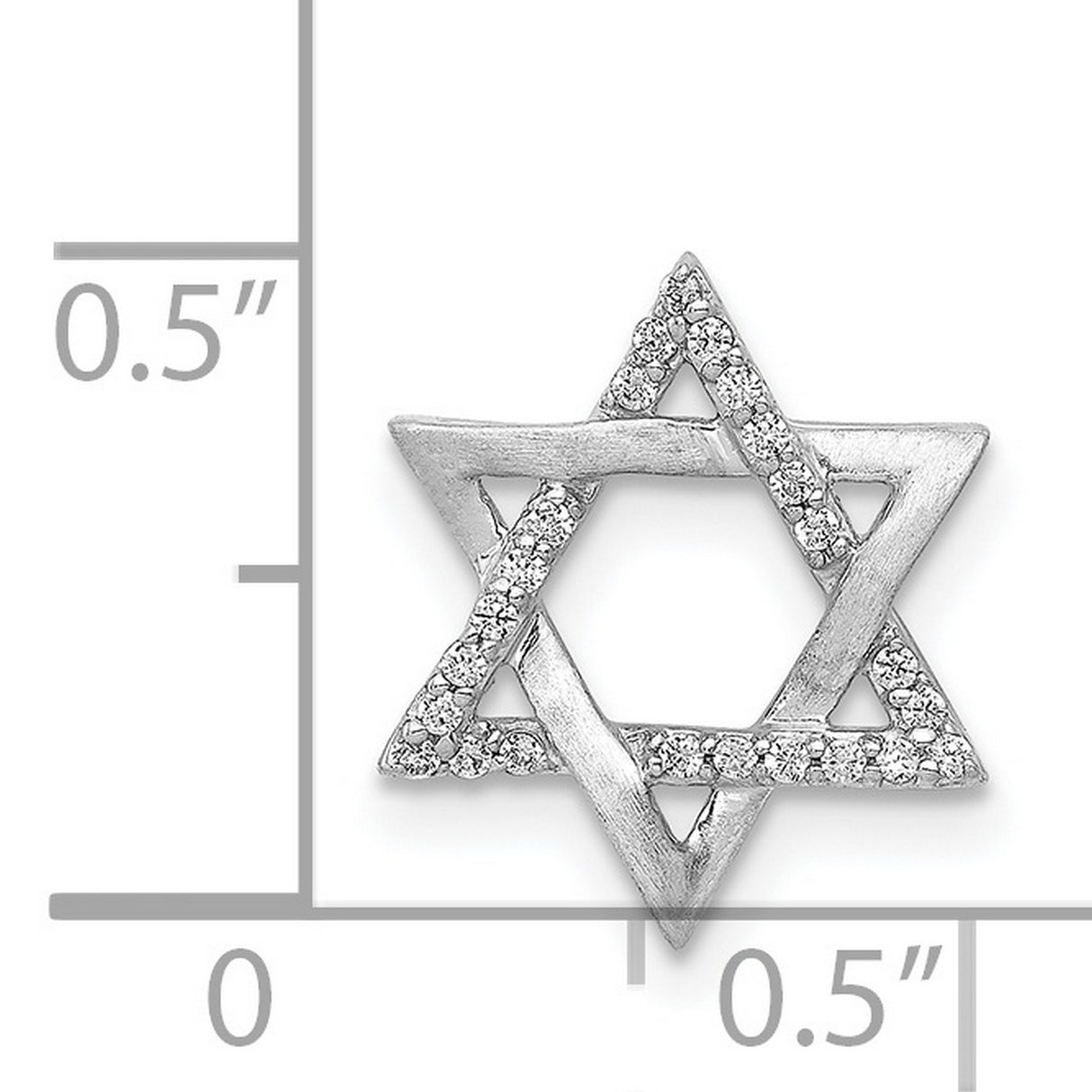 14k White Gold Star of David Pendant with Diamond Accents, Polished and Textured Finish