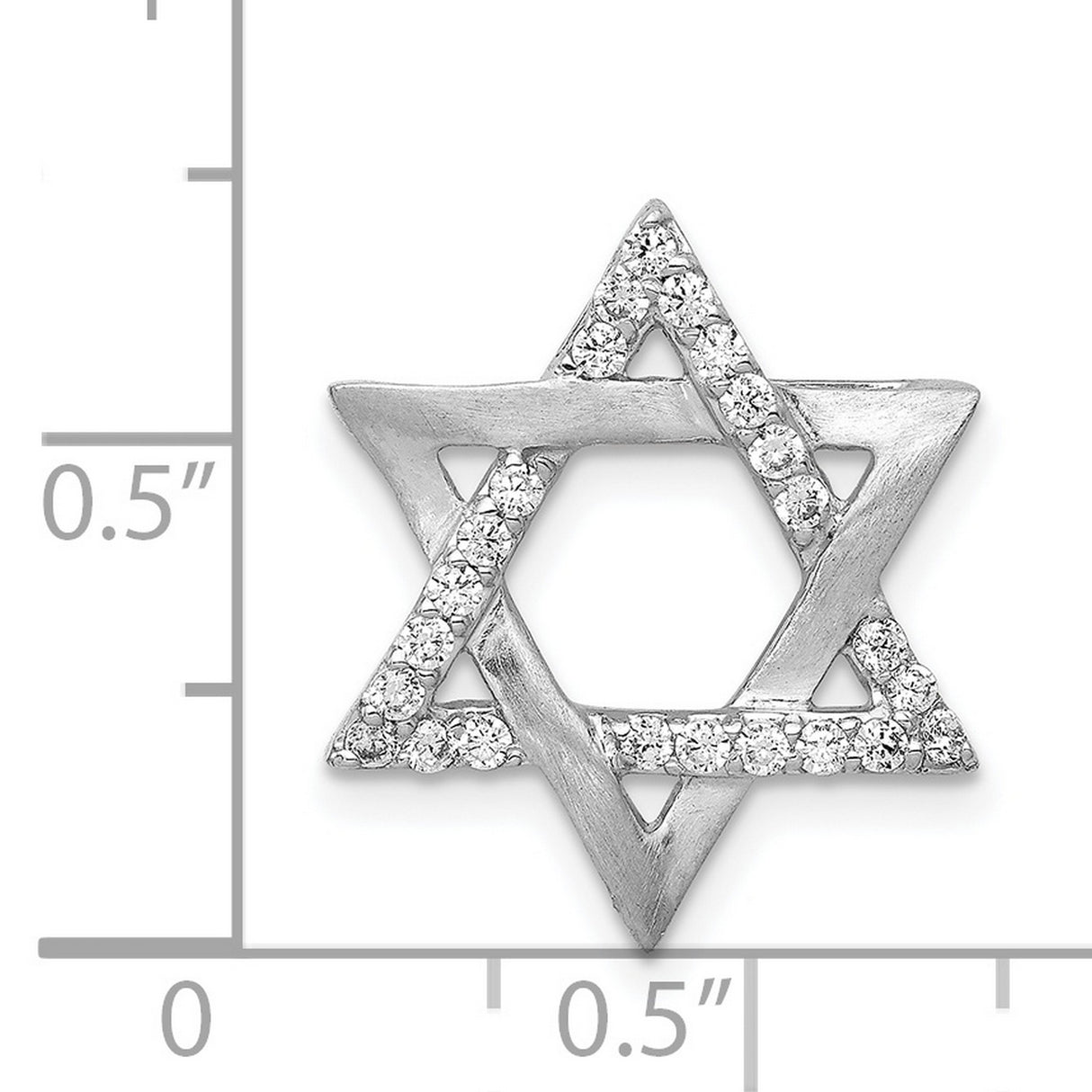 14k White Gold Star of David Pendant with Diamond Accents, Polished Finish, Judaica Charm