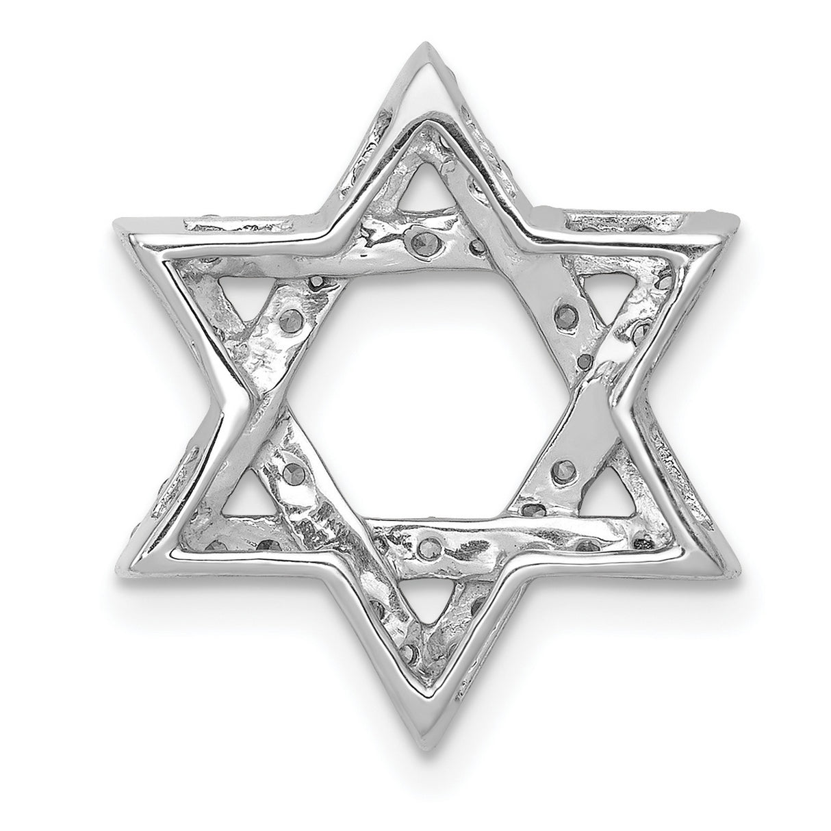 14k White Gold Star of David Pendant with Diamonds, Jewish Symbol Religious Charm