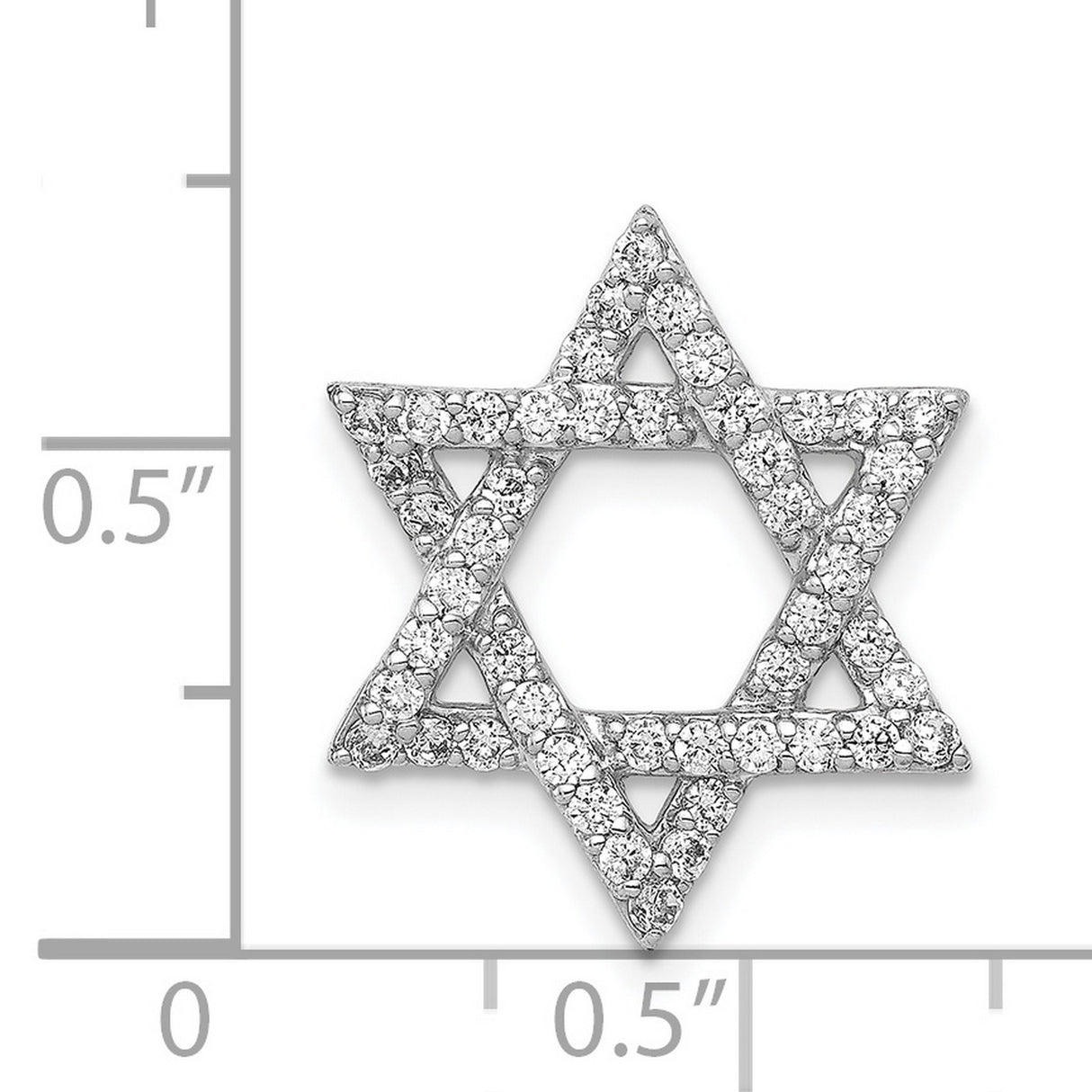 14k White Gold Star of David Pendant with Diamonds, Jewish Symbol Religious Charm