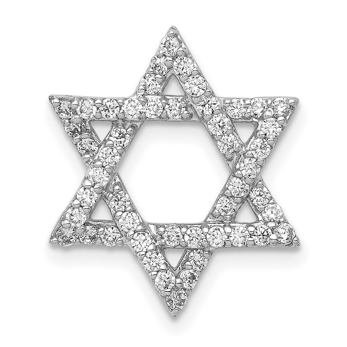 14k White Gold Star of David Pendant with Diamonds, Jewish Symbol Religious Charm