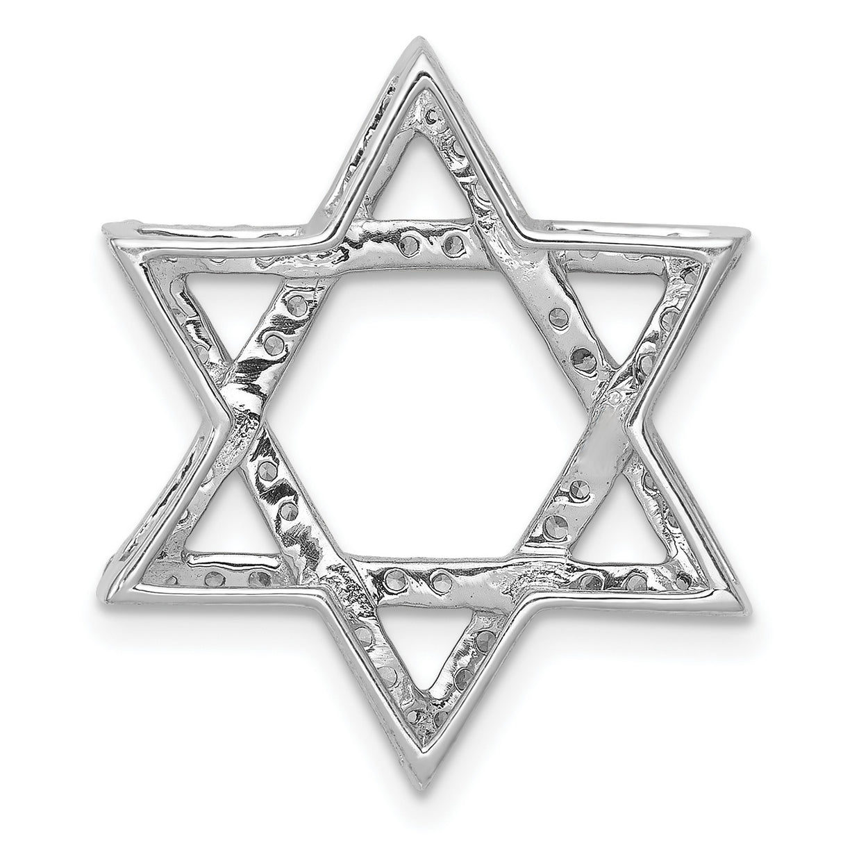 14k White Gold Star of David Pendant with Pavé Diamonds, Jewish Religious Jewelry for Women