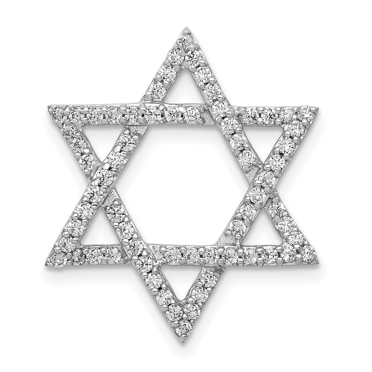 14k White Gold Star of David Pendant with Pavé Diamonds, Jewish Religious Jewelry for Women