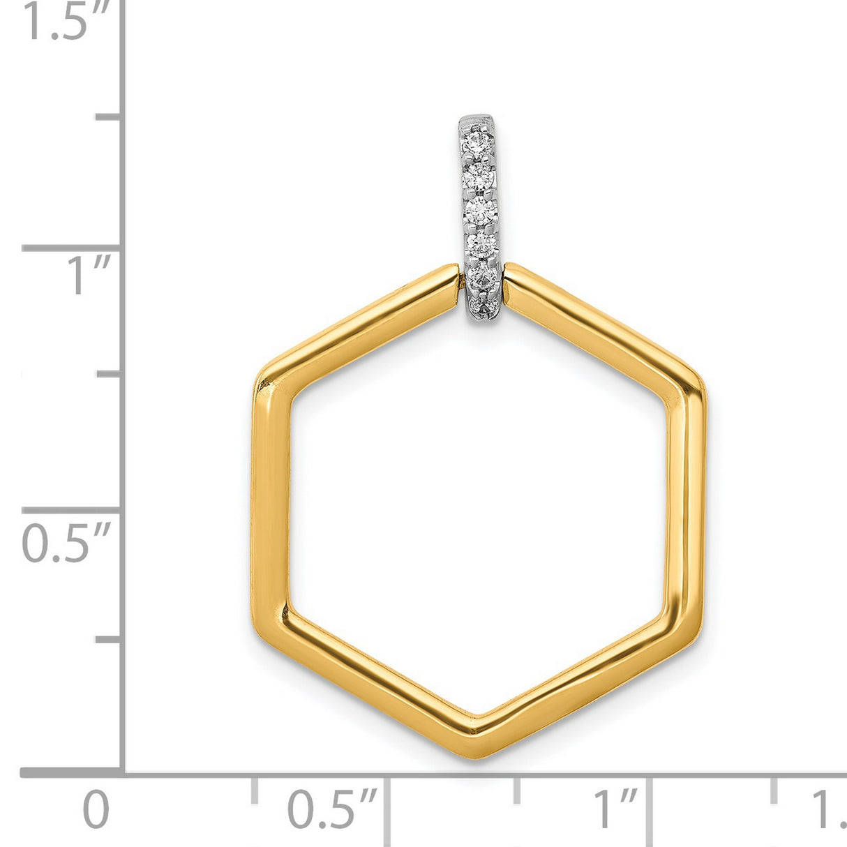14k Two-Tone Gold Hexagon Pendant with Diamond-Accented Bail, Modern Geometric Design
