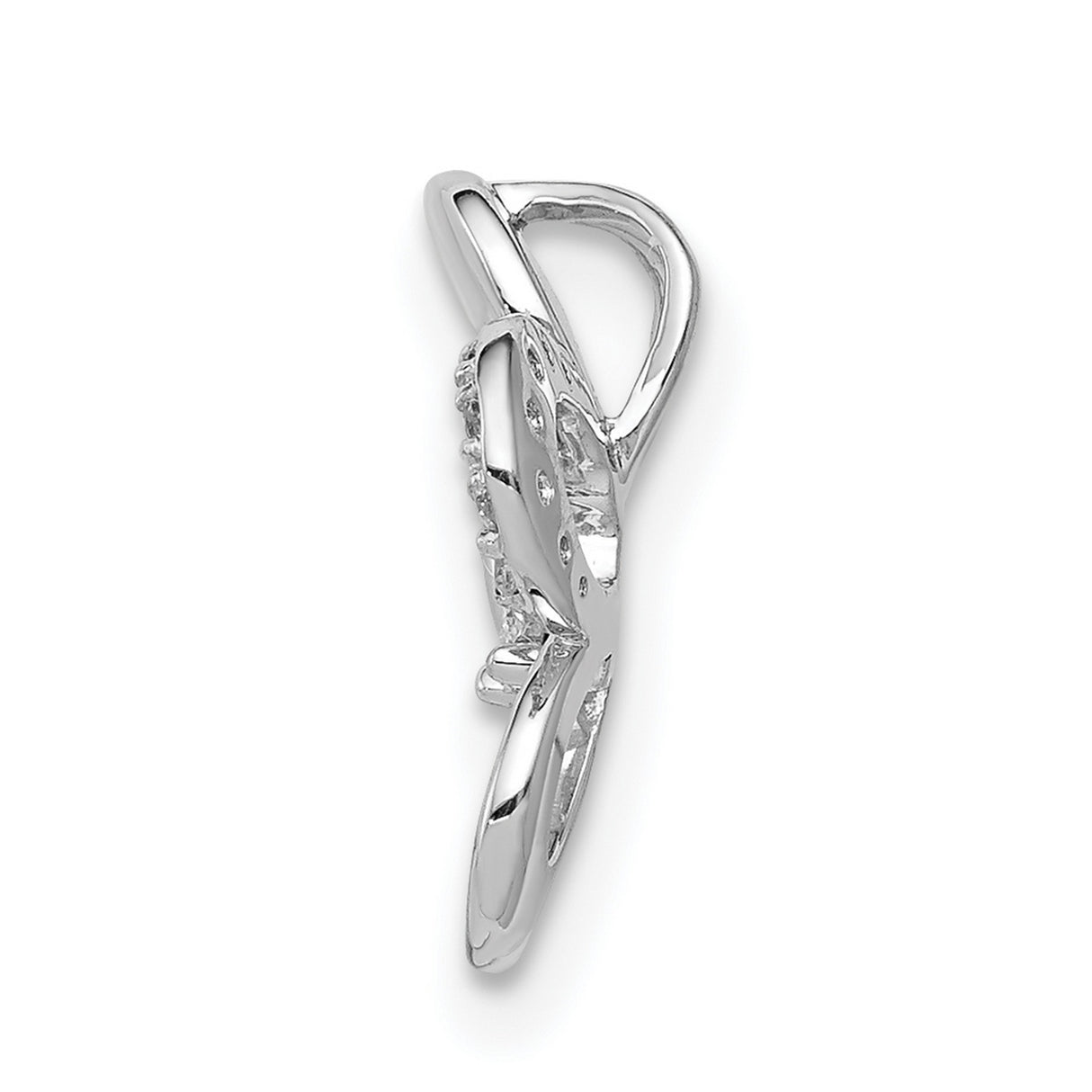 14k White Gold Flower Pendant with Diamond Accents, Open Petal Design, Nature-Inspired Jewelry