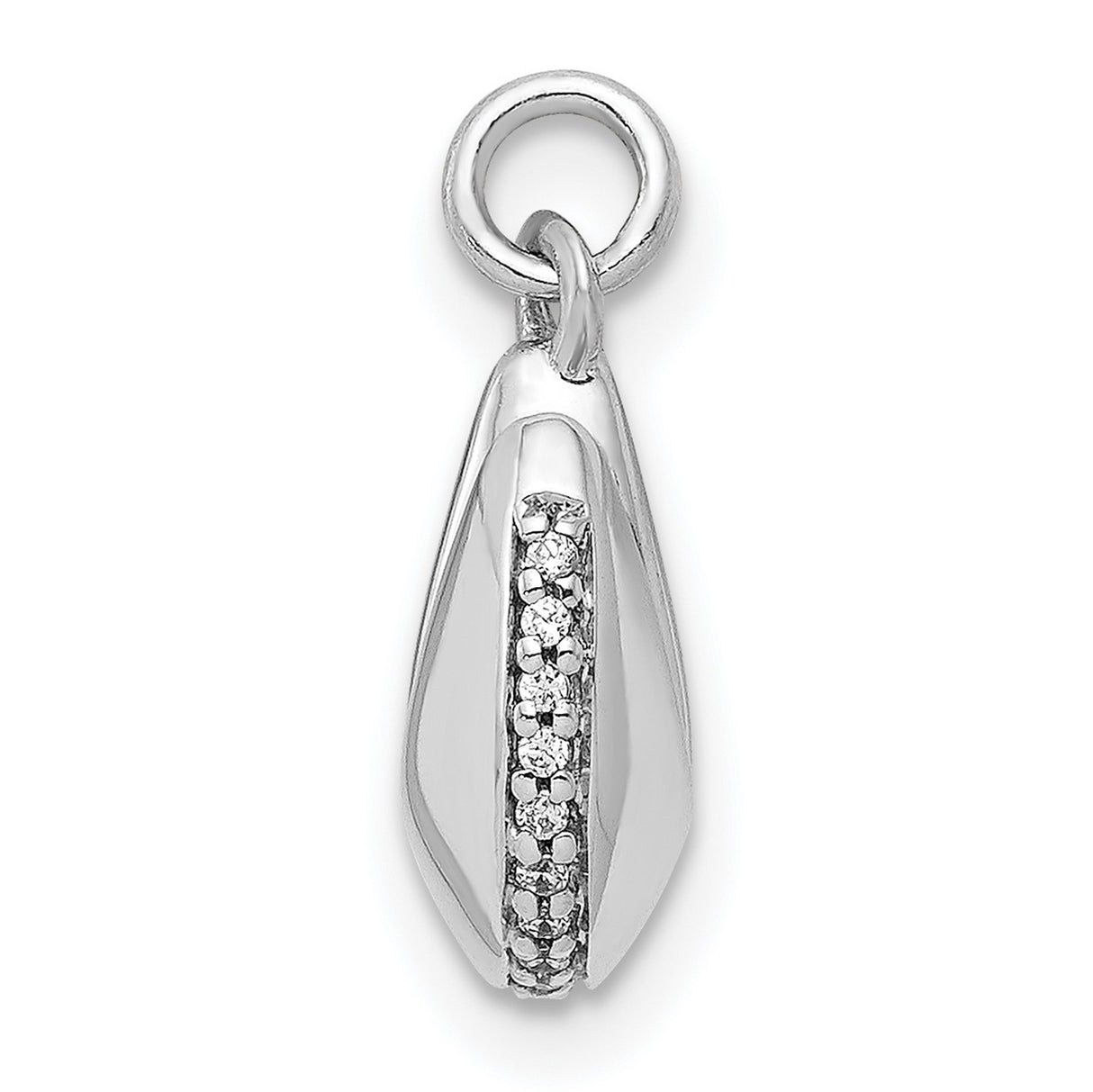 14k White Gold Fortune Cookie Pendant with Diamond, Symbolic Asian-Inspired Design
