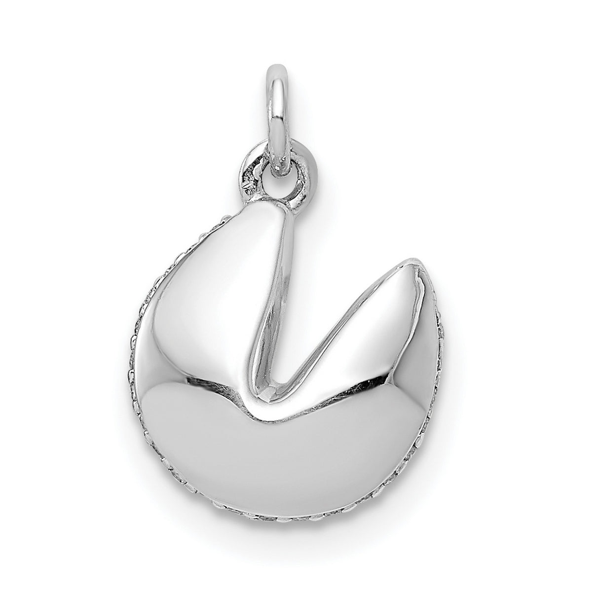 14k White Gold Fortune Cookie Pendant with Diamond, Symbolic Asian-Inspired Design