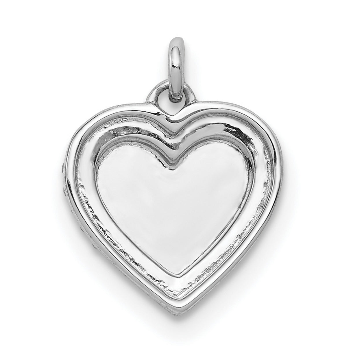 14k White Gold Heart Pendant with Diamond and Cubic Zirconia Accents for Women