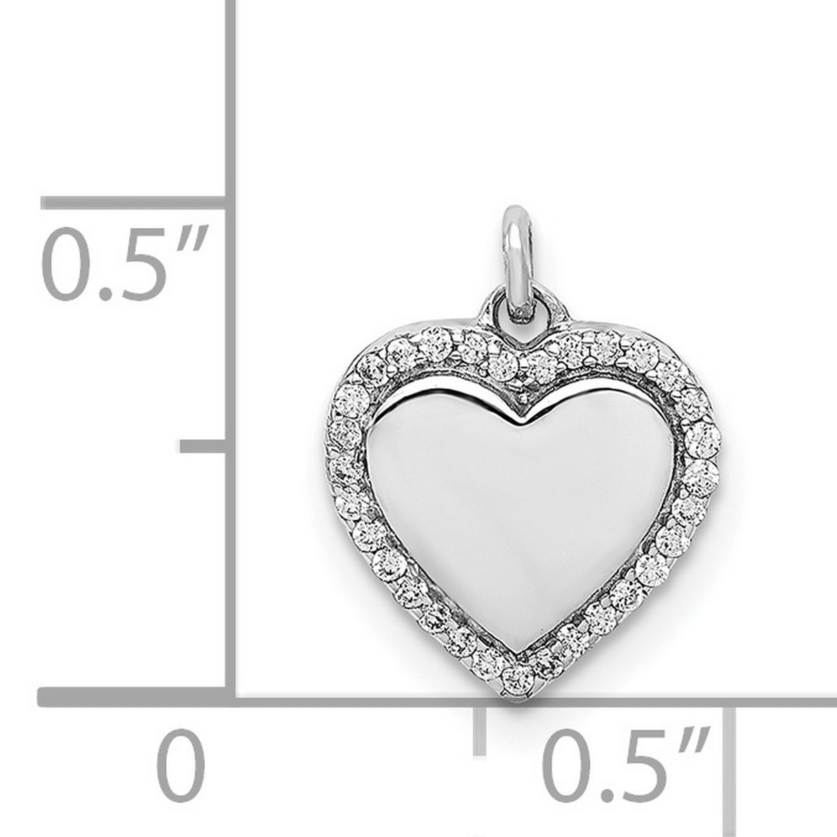14k White Gold Heart Pendant with Diamond and Cubic Zirconia Accents for Women