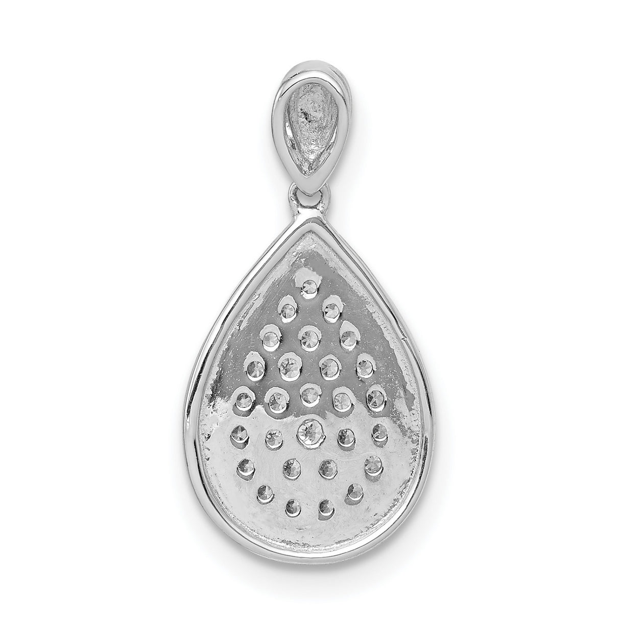 14k White Gold Teardrop Pendant with Pavé Diamond Cluster, Modern Statement Jewelry for Women