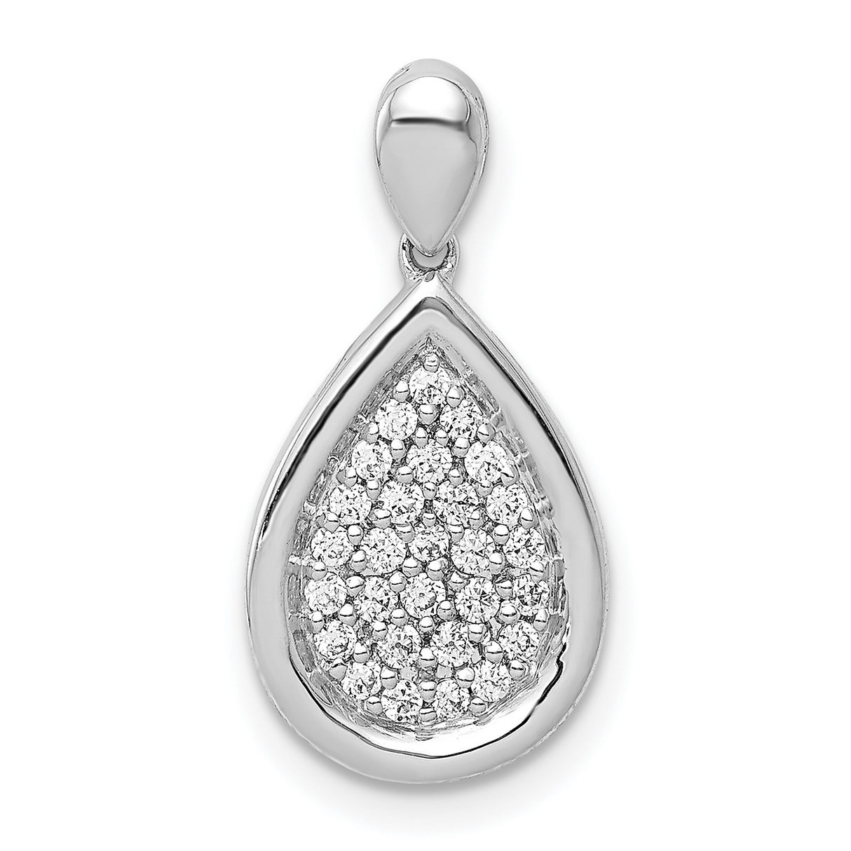 14k White Gold Teardrop Pendant with Pavé Diamond Cluster, Modern Statement Jewelry for Women