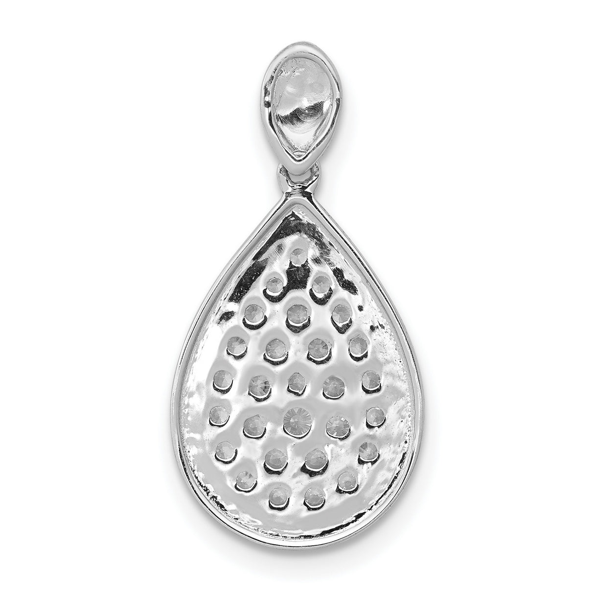 14k White Gold Teardrop Pendant with Pavé-Set Round Diamonds, Drop Charm Jewelry for Women