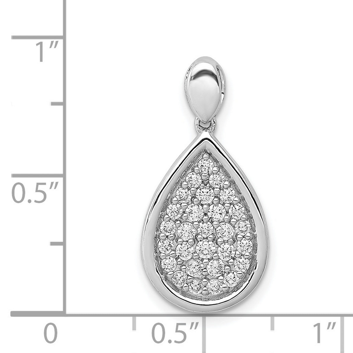14k White Gold Teardrop Pendant with Pavé-Set Round Diamonds, Drop Charm Jewelry for Women
