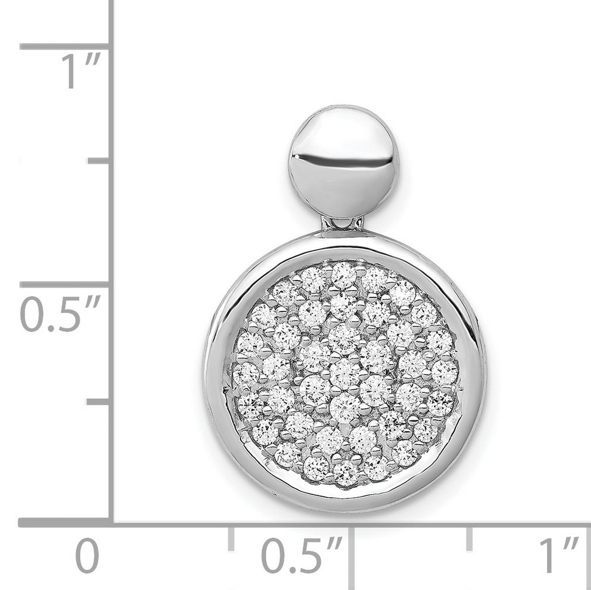 14k White Gold Diamond Circle Pendant with Pavé-Set Cluster Design for Women