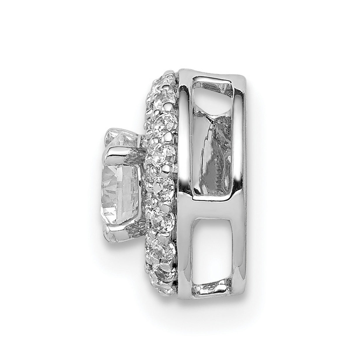 4.1mm Center 1/4ct Diamond Semi-mount Chain Slide Charm Pendant in Real 14k White Gold