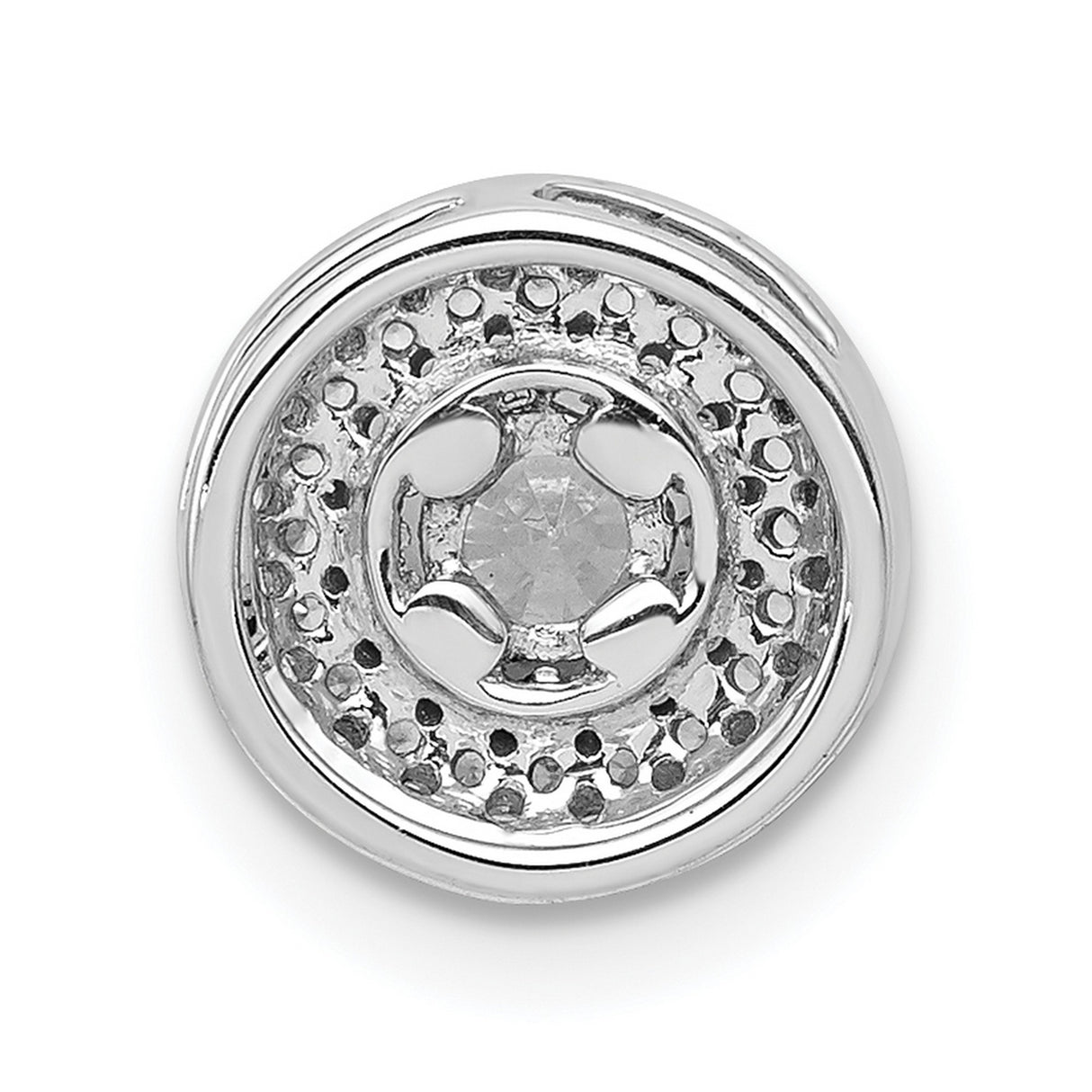 4.1mm Center 1/4ct Diamond Semi-mount Chain Slide Charm Pendant in Real 14k White Gold