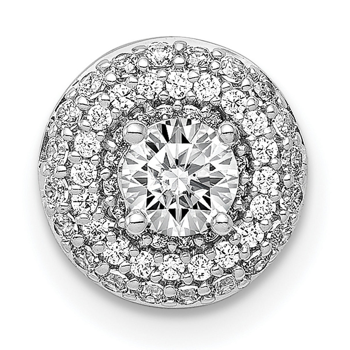 4.1mm Center 1/4ct Diamond Semi-mount Chain Slide Charm Pendant in Real 14k White Gold