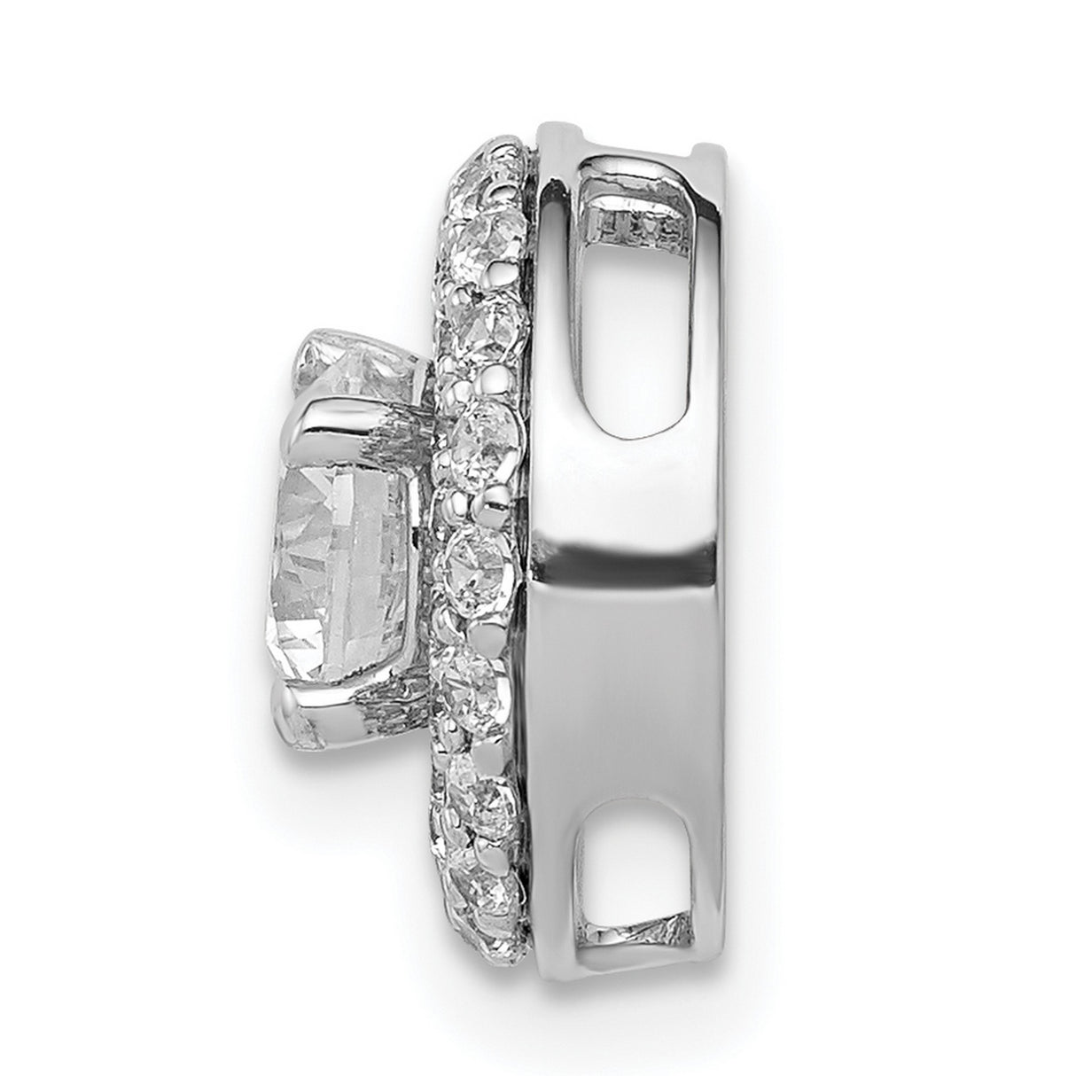 5.2mm Center 3/8ct Diamond Semi-mount Chain Slide Charm Pendant in Real 14k White Gold