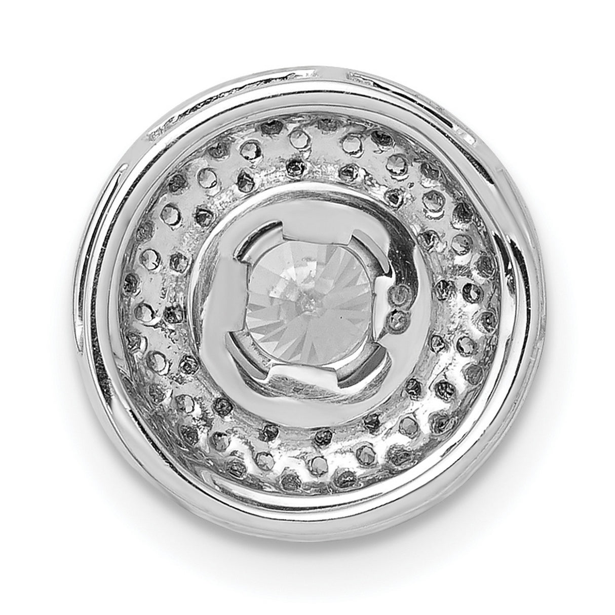 5.2mm Center 3/8ct Diamond Semi-mount Chain Slide Charm Pendant in Real 14k White Gold