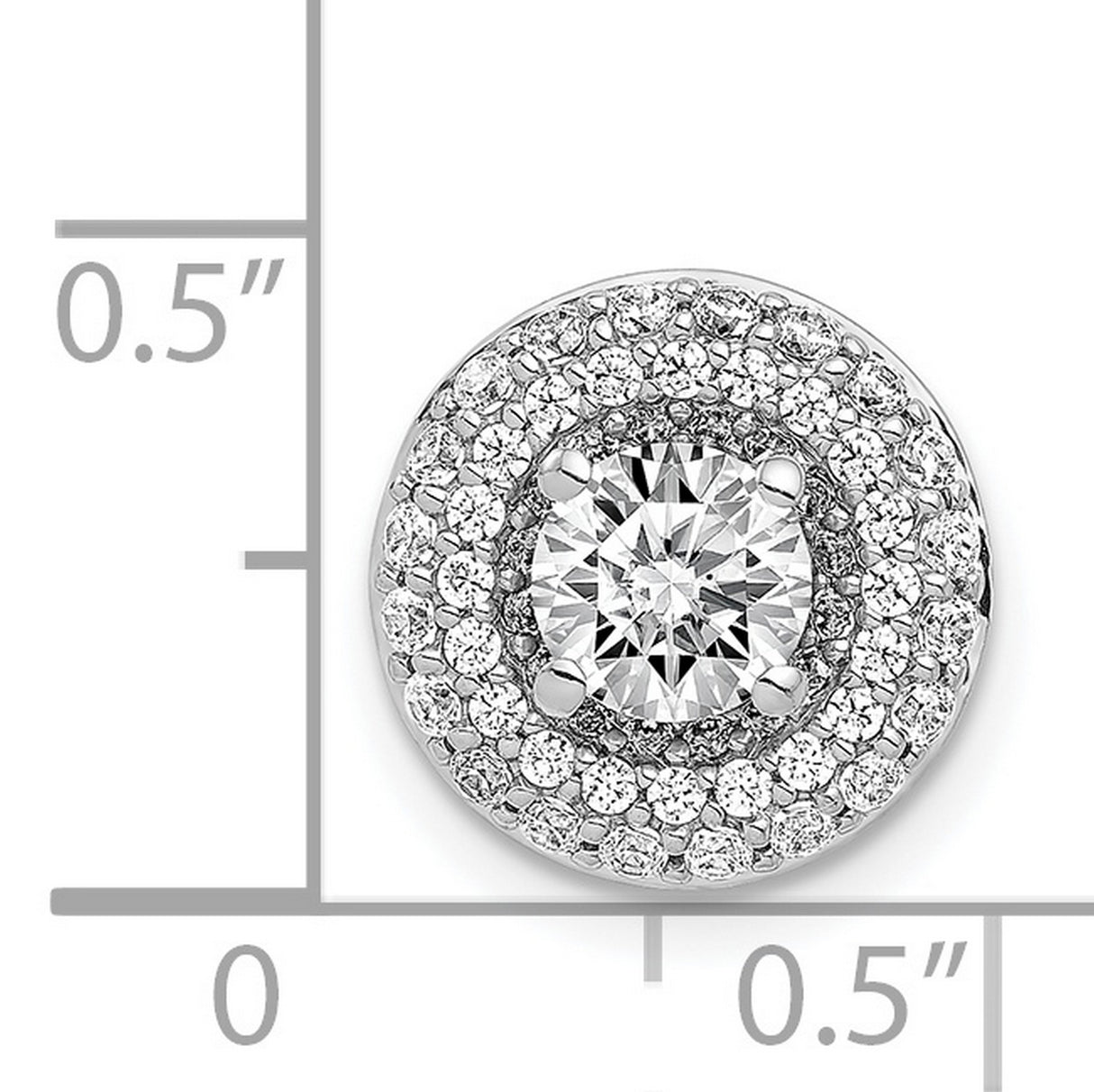 5.2mm Center 3/8ct Diamond Semi-mount Chain Slide Charm Pendant in Real 14k White Gold
