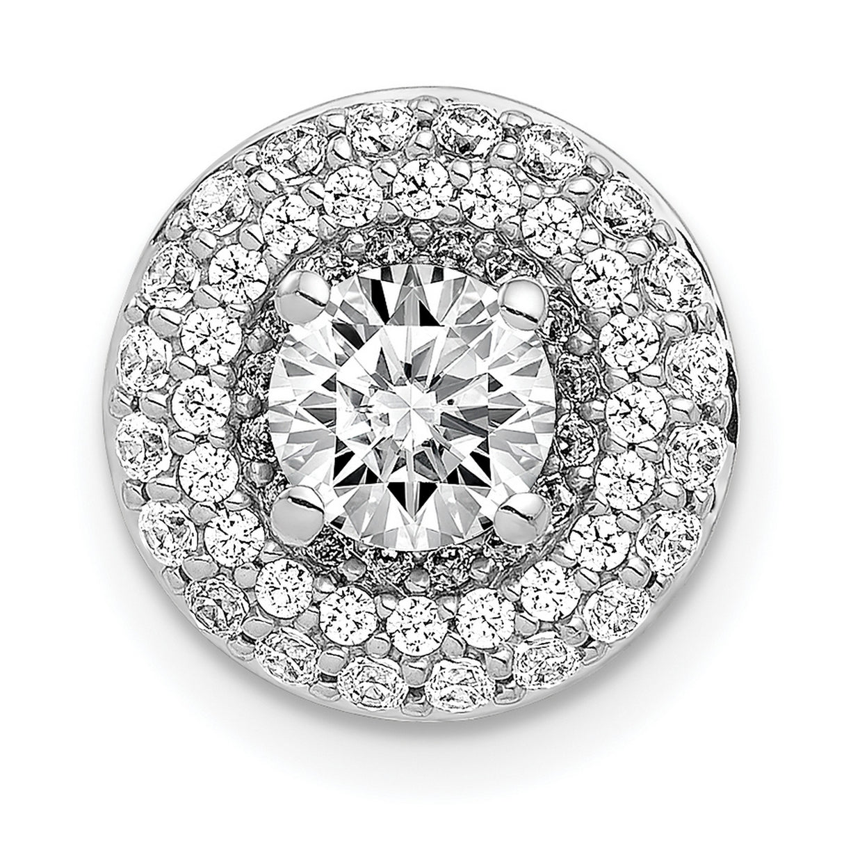 5.2mm Center 3/8ct Diamond Semi-mount Chain Slide Charm Pendant in Real 14k White Gold