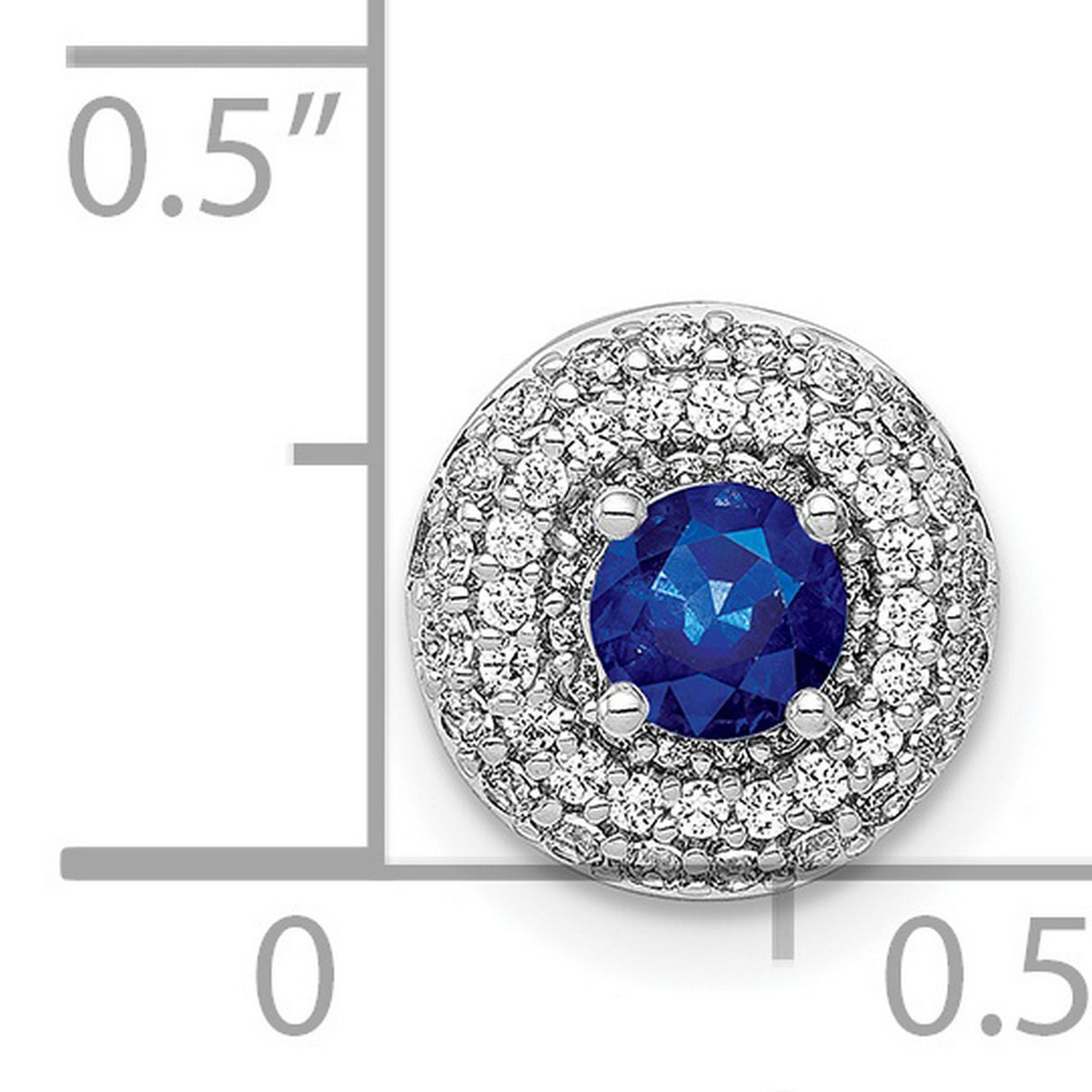 14k White Gold Pendant with Sapphire and Diamond Halo, Round Minimalist Design