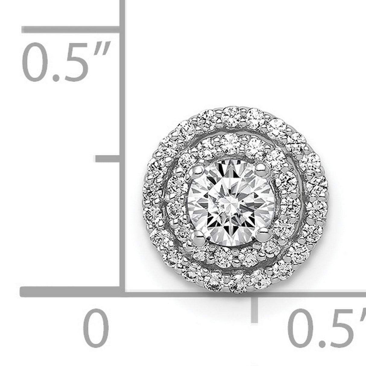 4.1mm Center 1/5ct.Diamond Semi-mount Chain Slide Charm Pendant in Real 14k White Gold