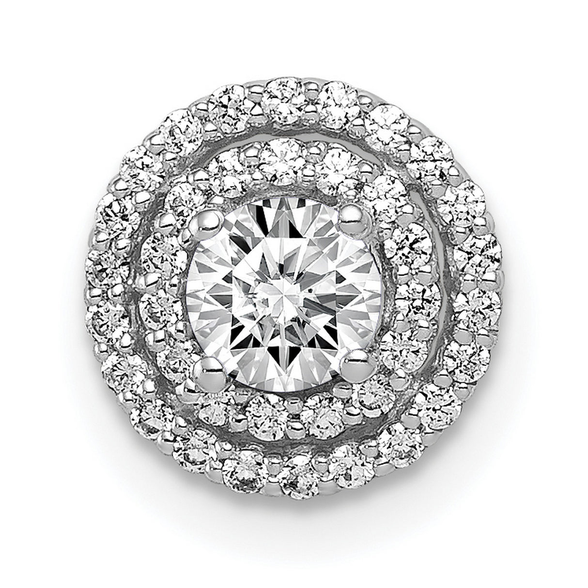 4.1mm Center 1/5ct.Diamond Semi-mount Chain Slide Charm Pendant in Real 14k White Gold