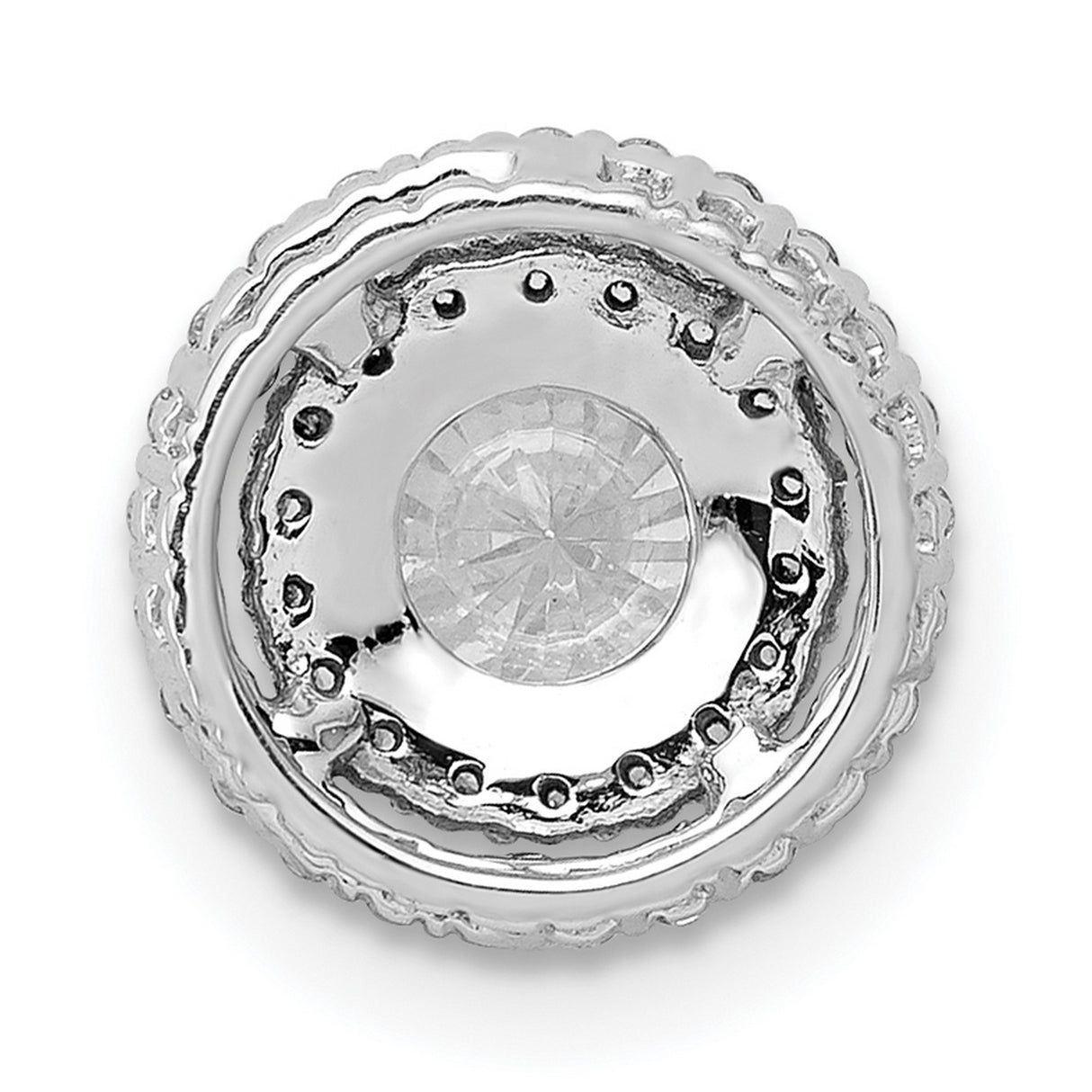 5.2mm Center 1/5ct Diamond Semi-mount Chain Slide Charm Pendant in Real 14k White Gold