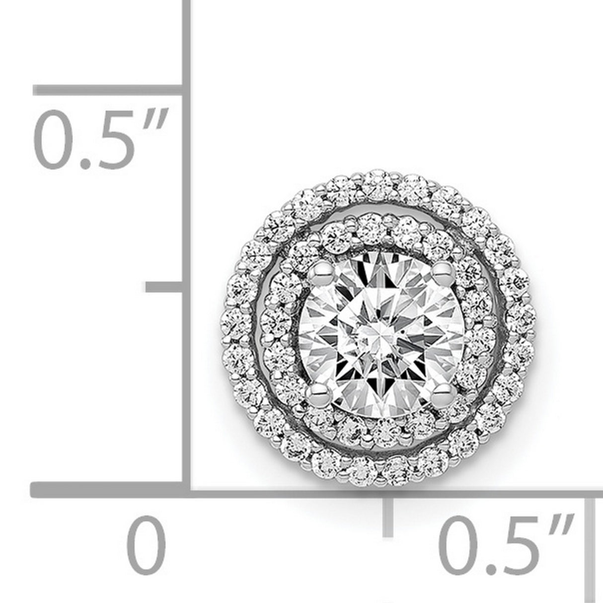 5.2mm Center 1/5ct Diamond Semi-mount Chain Slide Charm Pendant in Real 14k White Gold
