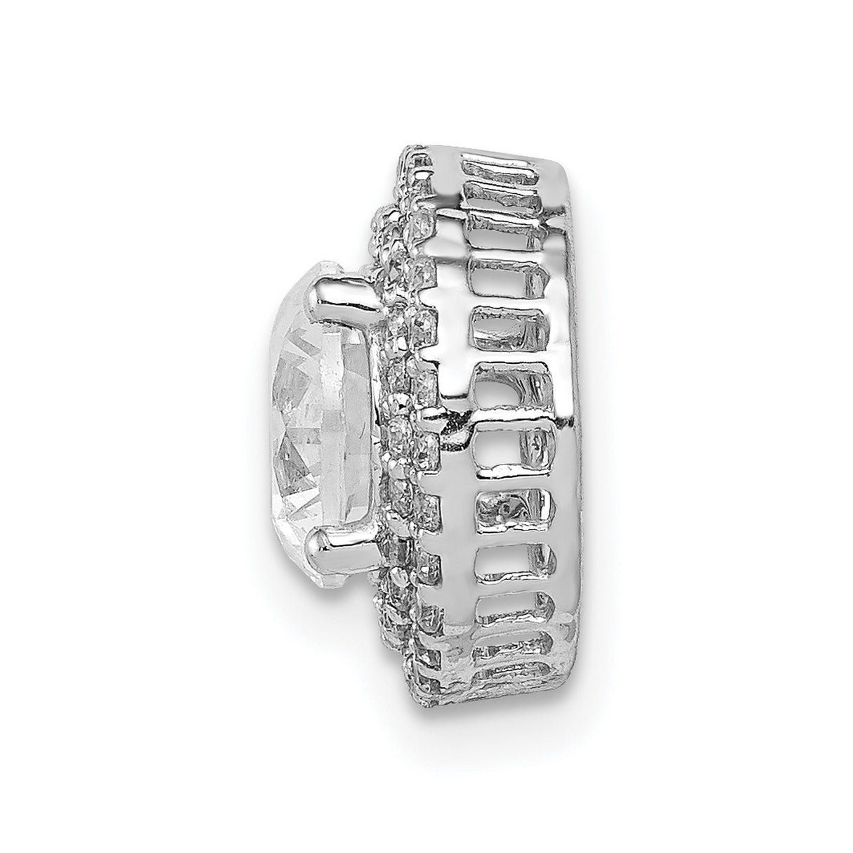 6.5mm Center 1/4ct Diamond Semi-mount Chain Slide Charm Pendant in Real 14k White Gold